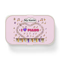 Music-themed Bento Lunch Box: 'I love piano' - pink