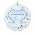 Music-themed Ceramic Ornaments, 2-Side Print: 'I love saxophone' - blue