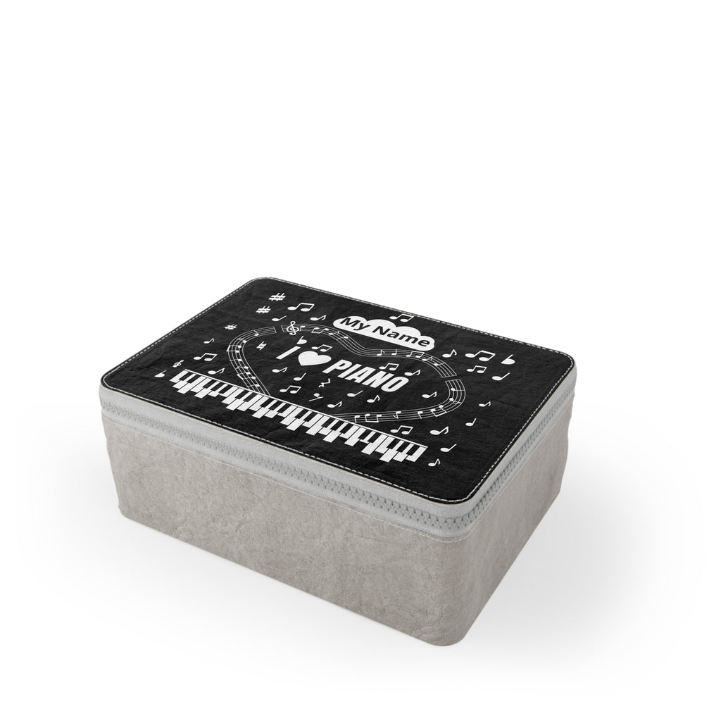 Music-themed Paper Lunch Bag: 'I love piano' - black & white