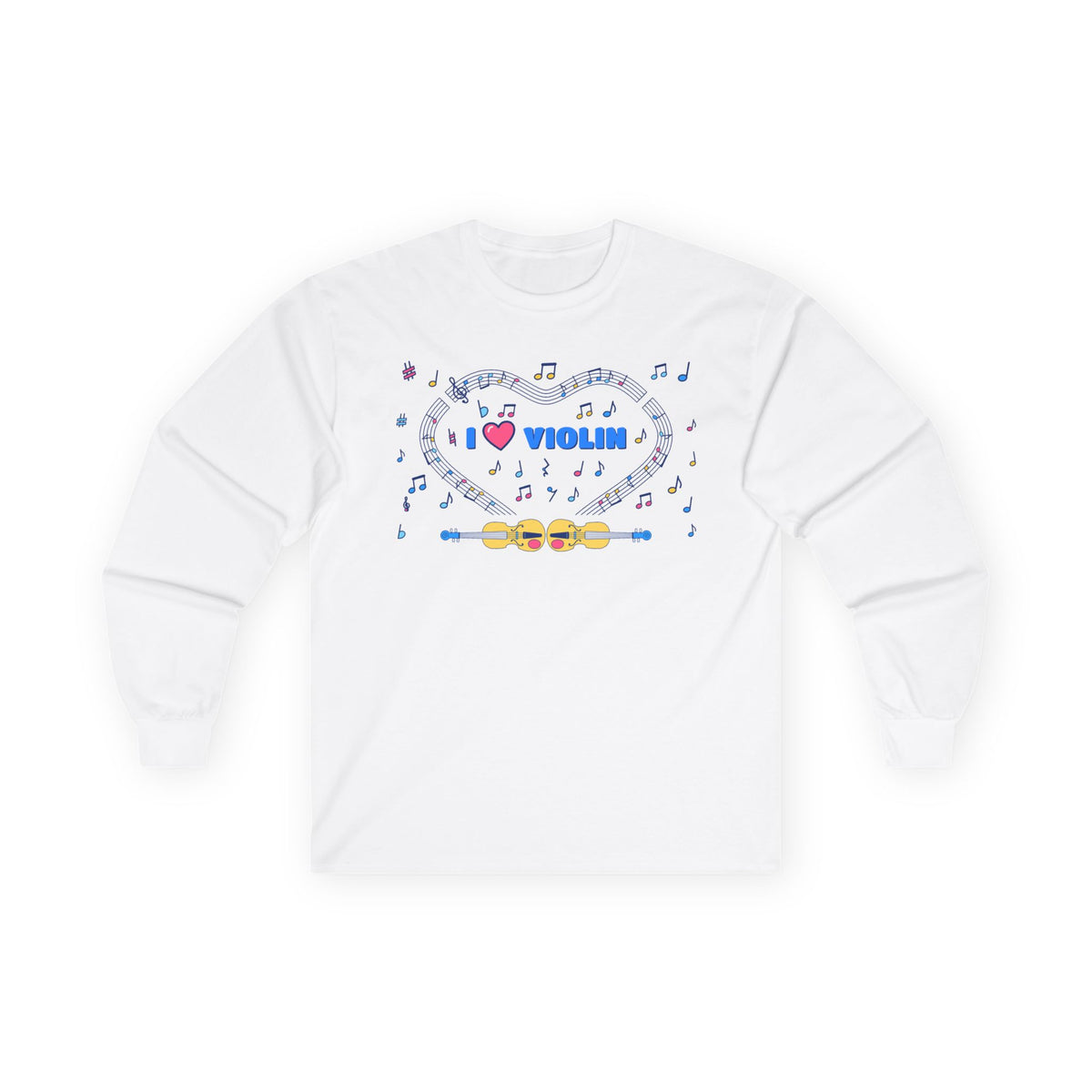 Music-themed Unisex Ultra Cotton Long Sleeve Tee: 'I love violin' - blue