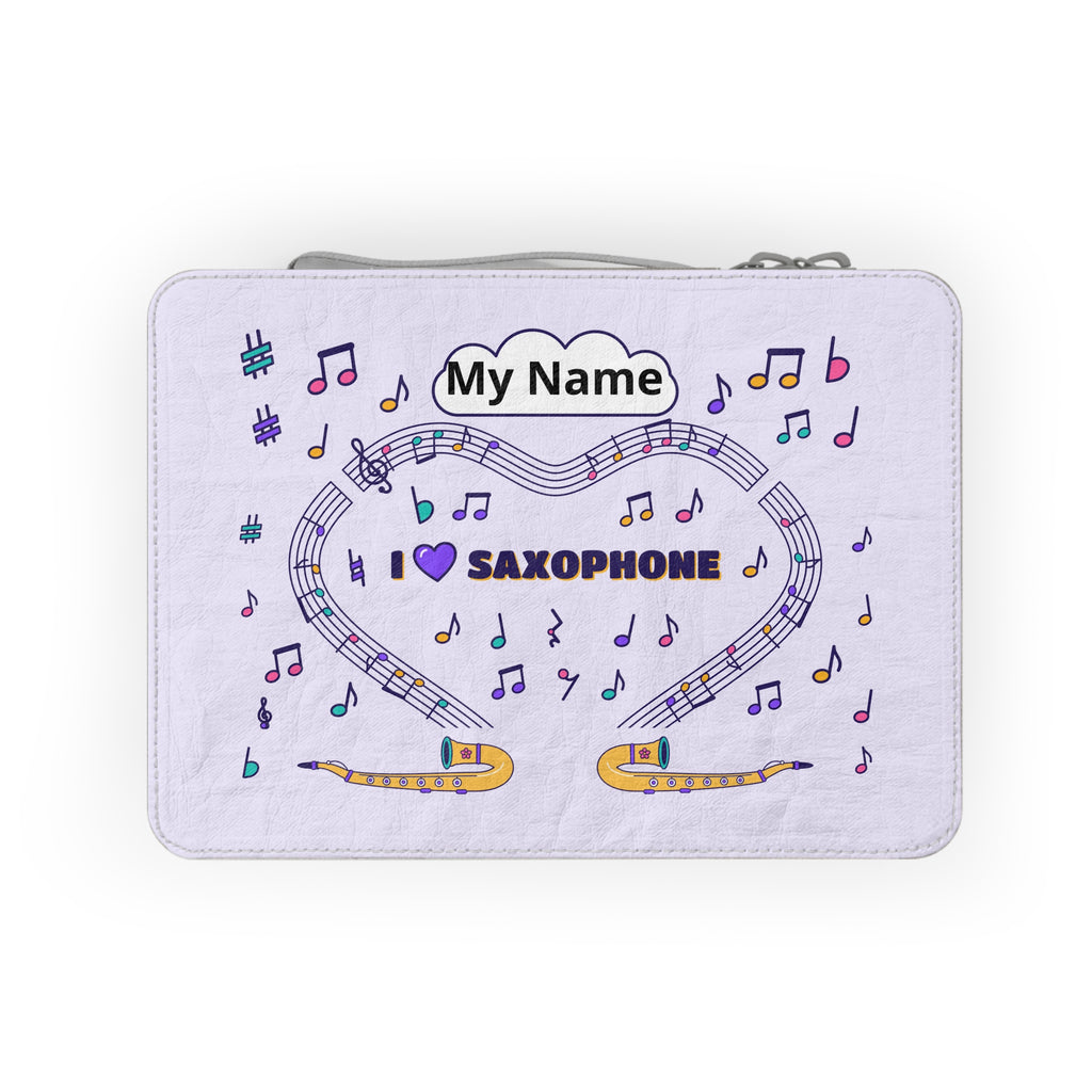 Music-themed Paper Lunch Bag: 'I love saxophone' - violet