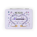 Music-themed Paper Lunch Bag: 'I love saxophone' - violet
