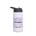 Music-themed Stainless Steel Water Bottle, Standard Lid: 'I love guitar' - violet