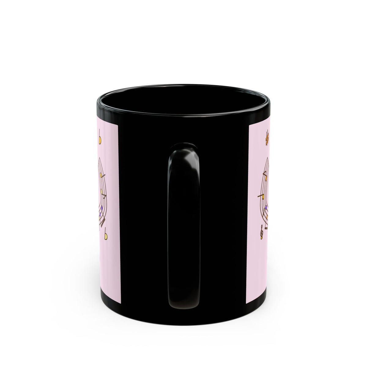 Music-themed Black Mug (11oz, 15oz): 'I love violin' - pink