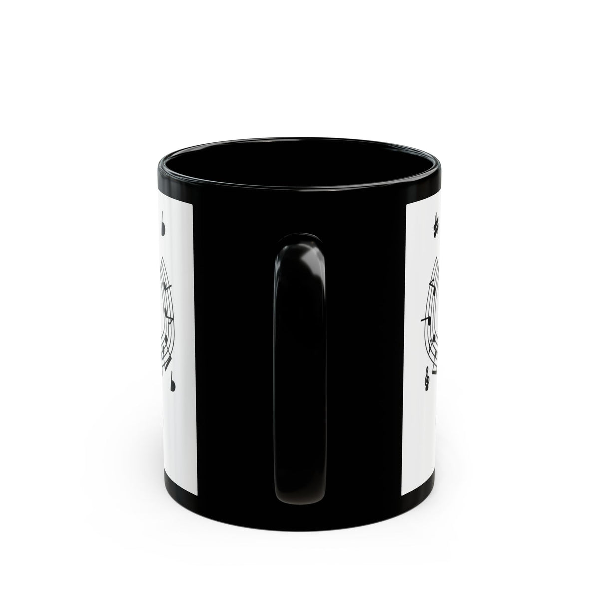 Music-themed Black Mug (11oz, 15oz): 'I love violin' - black on white