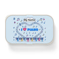 Music-themed Bento Lunch Box: 'I love piano' - blue