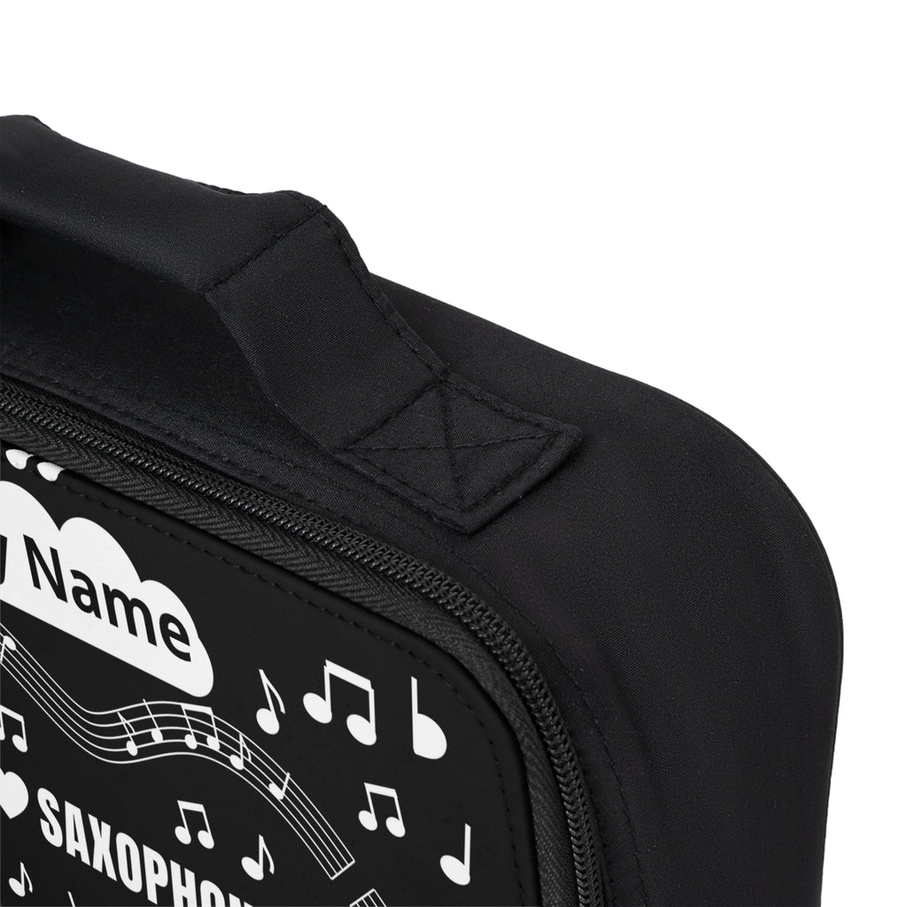 Music-themed Lunch Bag: 'I love saxophone' - black & white
