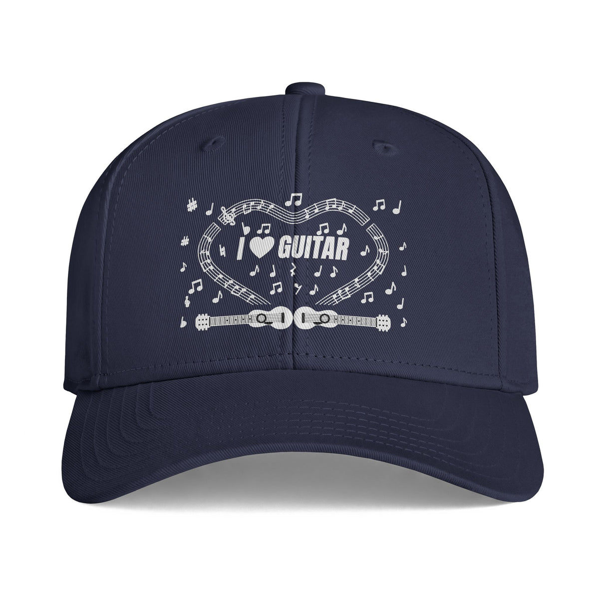 Music-themed Icon Cap: 'I love guitar' - black & white