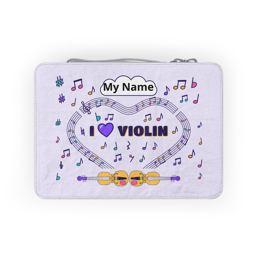 Music-themed Paper Lunch Bag: 'I love violin' - violet