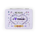 Music-themed Paper Lunch Bag: 'I love violin' - violet