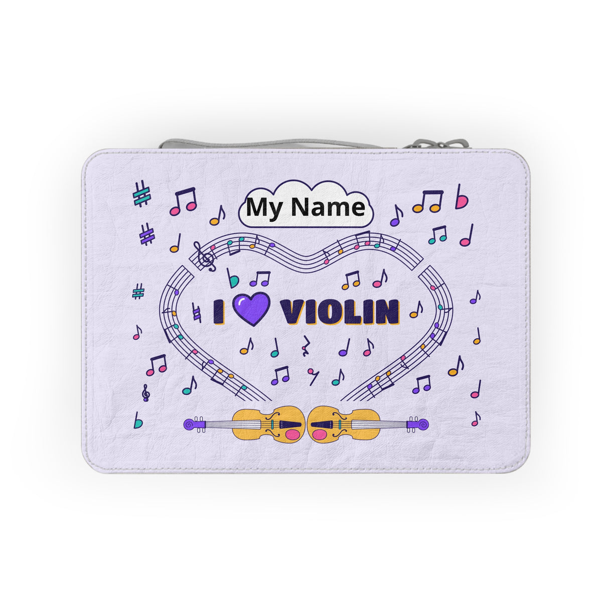 Music-themed Paper Lunch Bag: 'I love violin' - violet