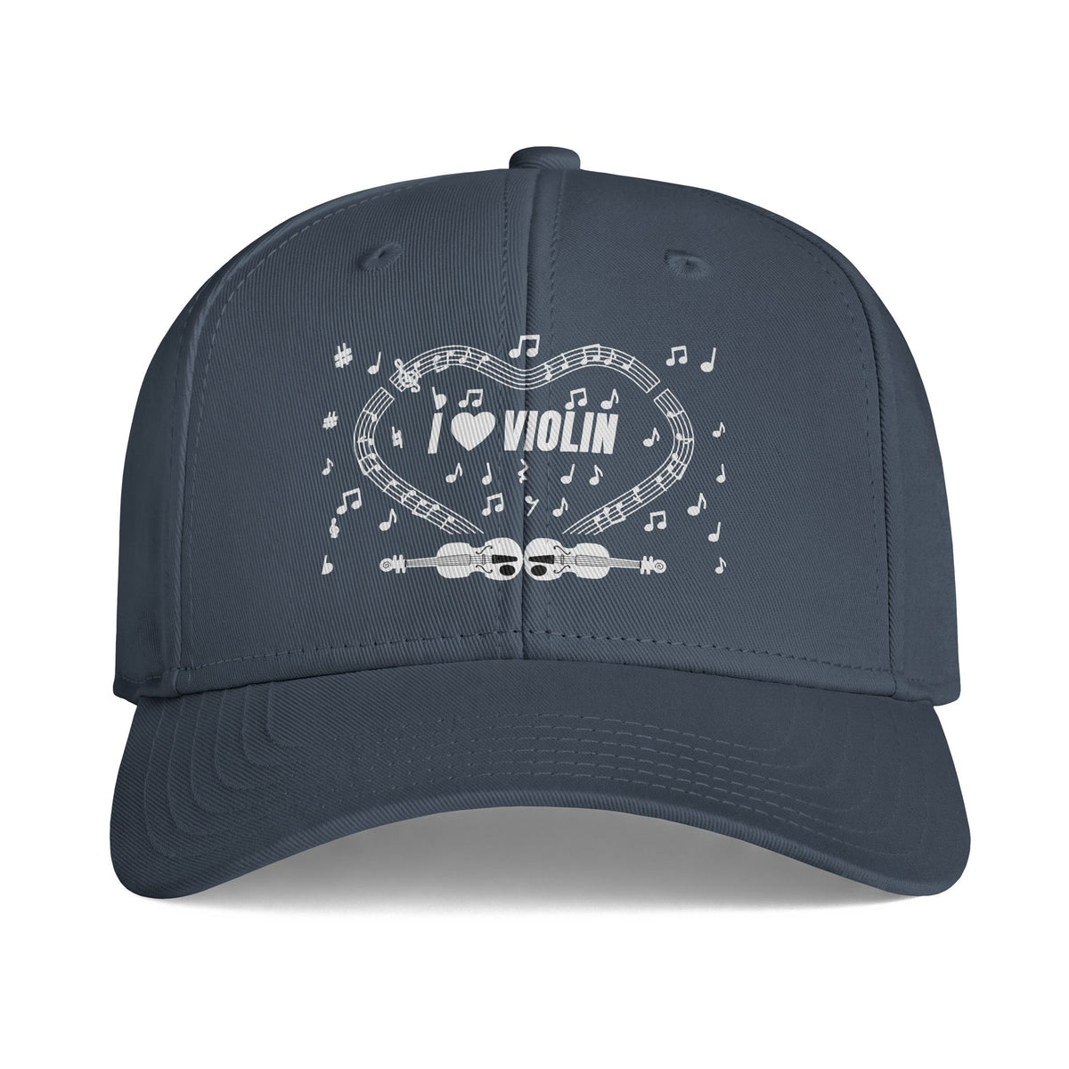 Music-themed Icon Cap: 'I love violin' - black & white
