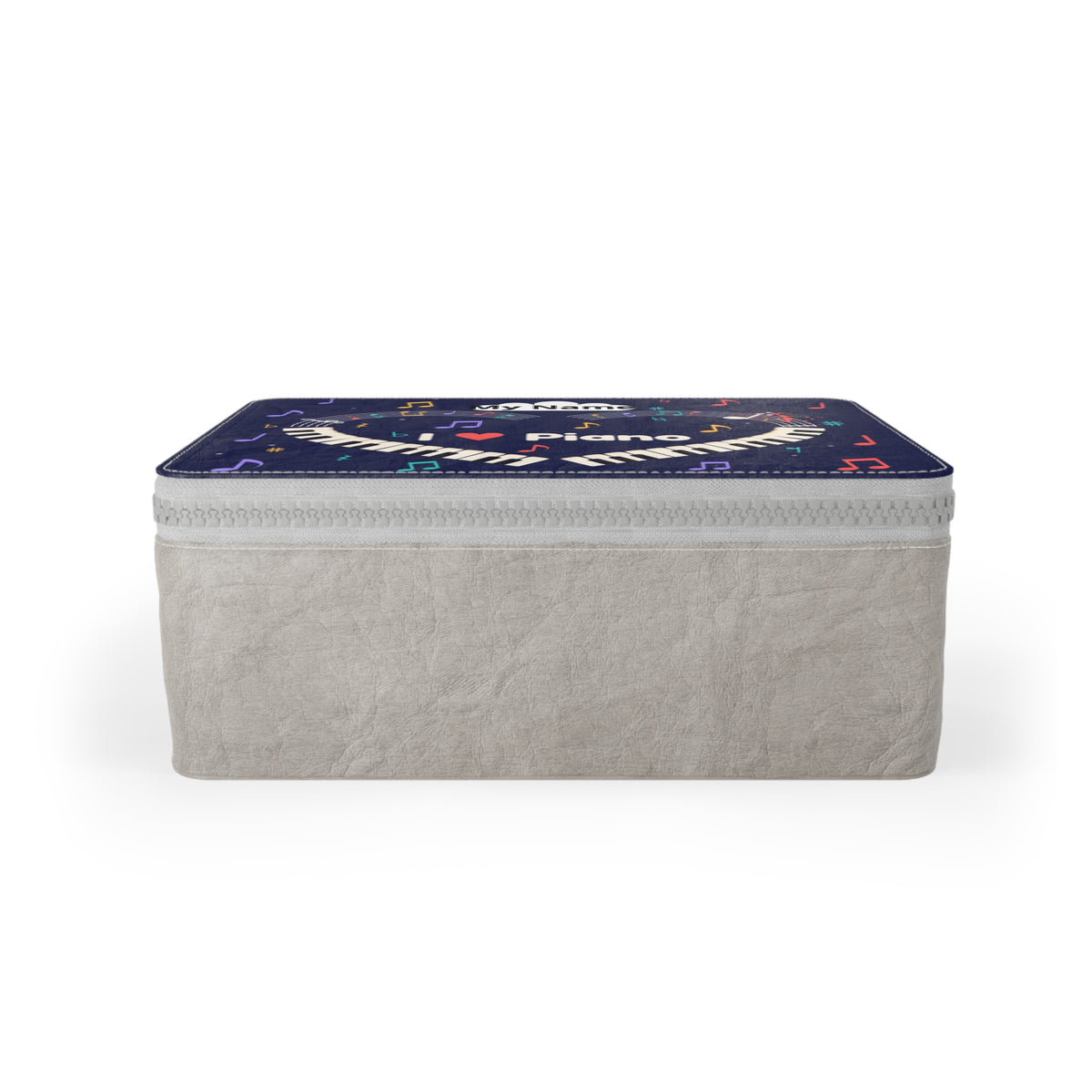 Music-themed Paper Lunch Bag: 'I love piano' heart - navy