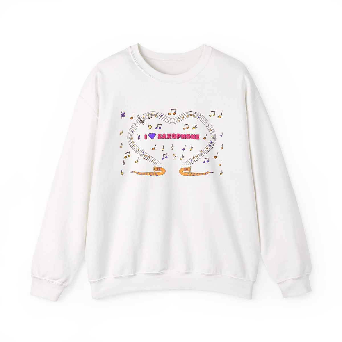 Music-themed Unisex Heavy Blend Crewneck Sweatshirt: 'I love saxophone' - pink