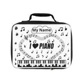 Music-themed Lunch Bag: 'I love piano' - black on white