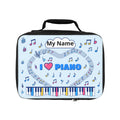 Music-themed Lunch Bag: 'I love piano' - blue