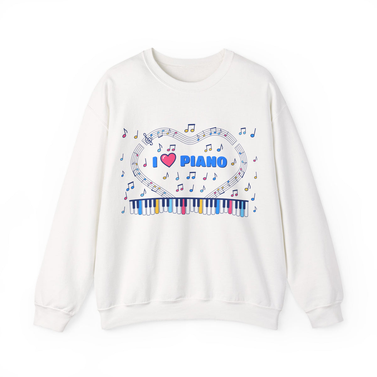 Music-themed Unisex Heavy Blend Crewneck Sweatshirt: 'I love piano' - blue