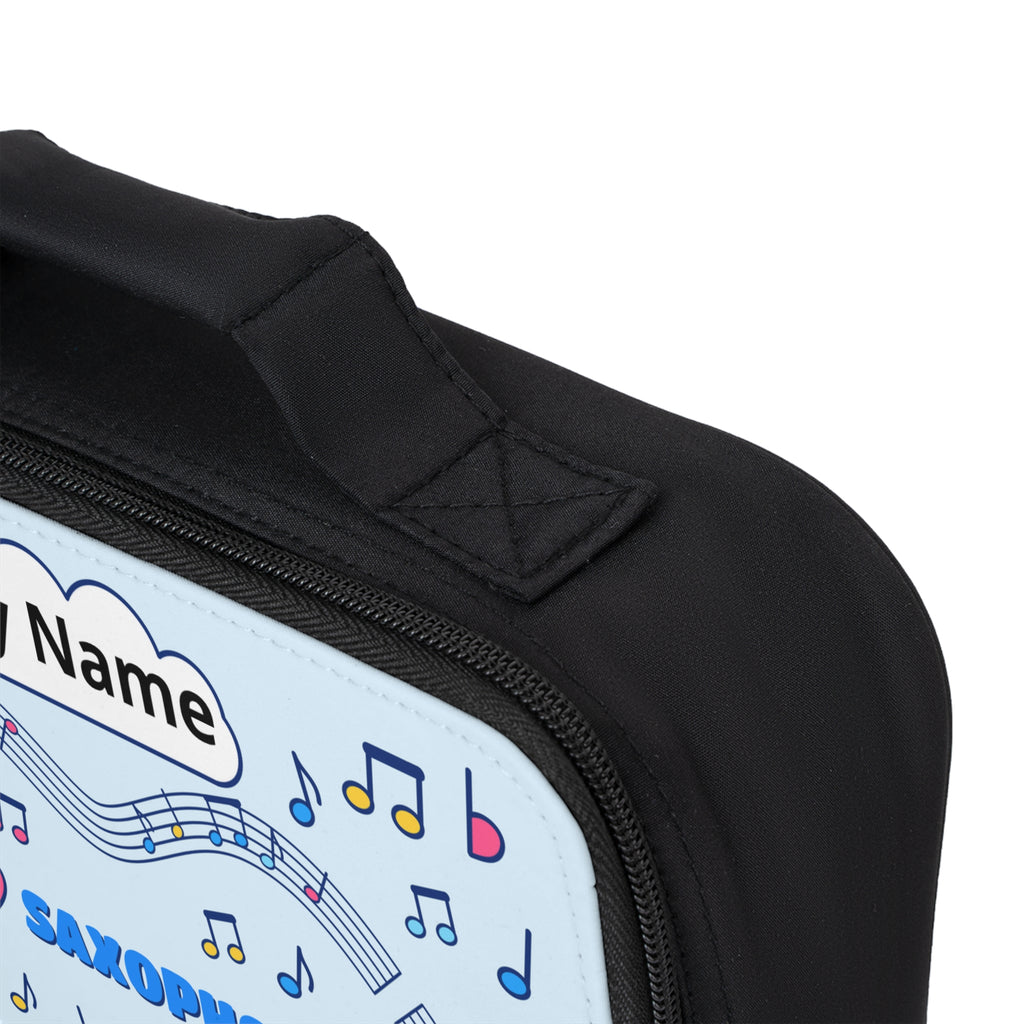Music-themed Lunch Bag: 'I love saxophone' - blue