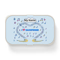 Music-themed Bento Lunch Box: 'I love saxophone' - blue