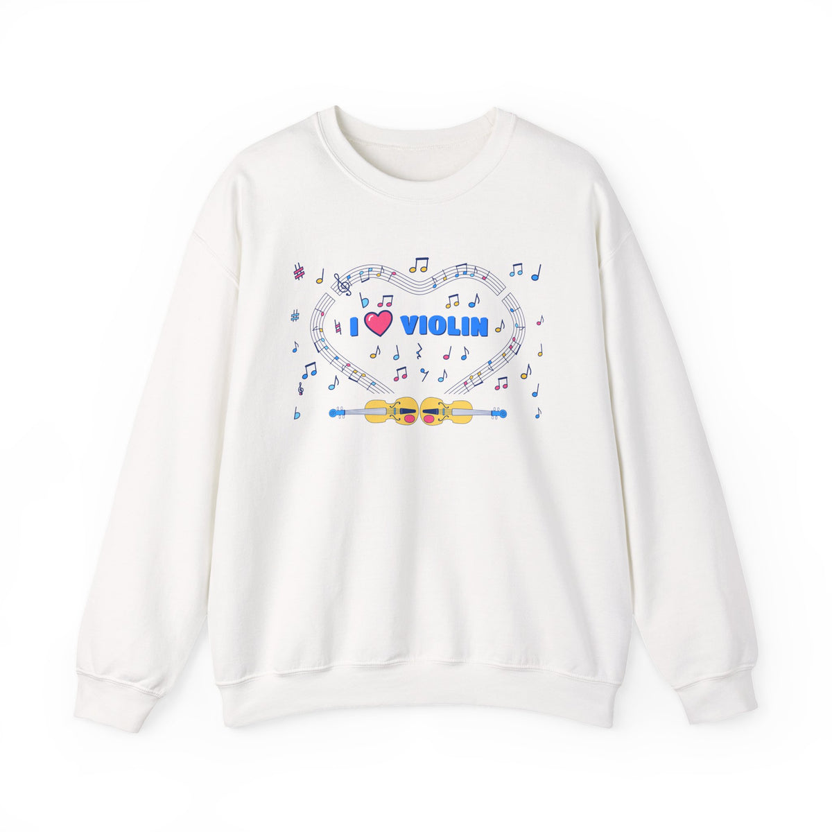 Music-themed Unisex Heavy Blend Crewneck Sweatshirt: 'I love violin' - blue