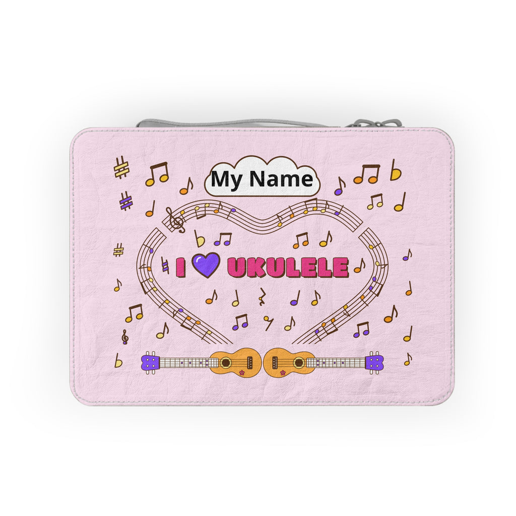 Music-themed Paper Lunch Bag: 'I love ukulele' - pink