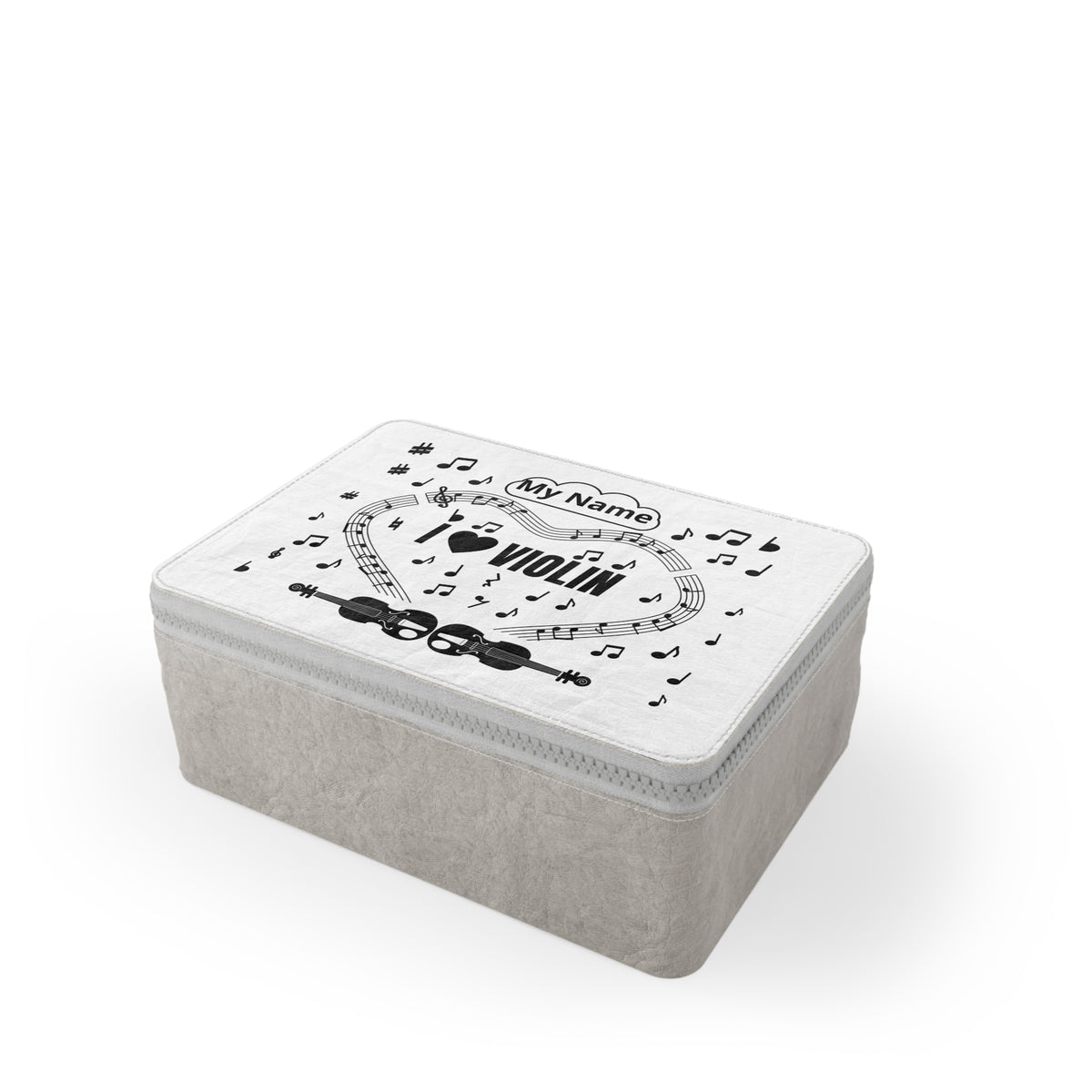 Music-themed Paper Lunch Bag: 'I love violin' - black on white