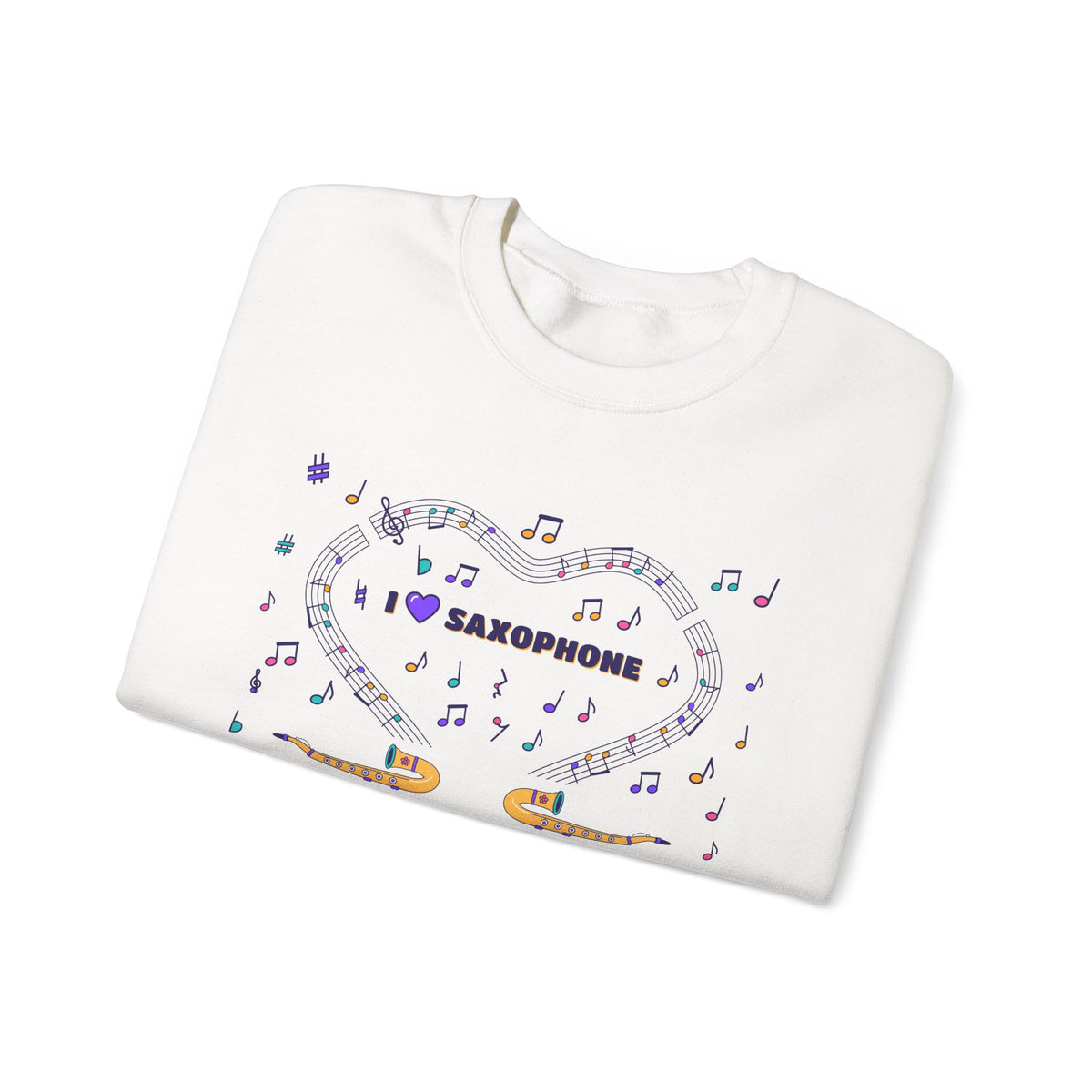 Music-themed Unisex Heavy Blend Crewneck Sweatshirt: 'I love saxophone' - violet