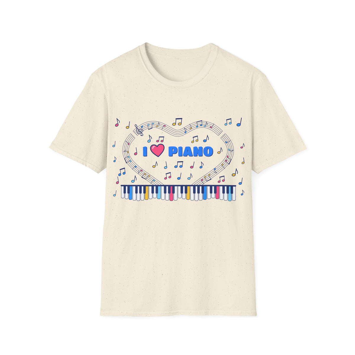 Music-themed Unisex Softstyle T-Shirt: 'I love piano' - blue
