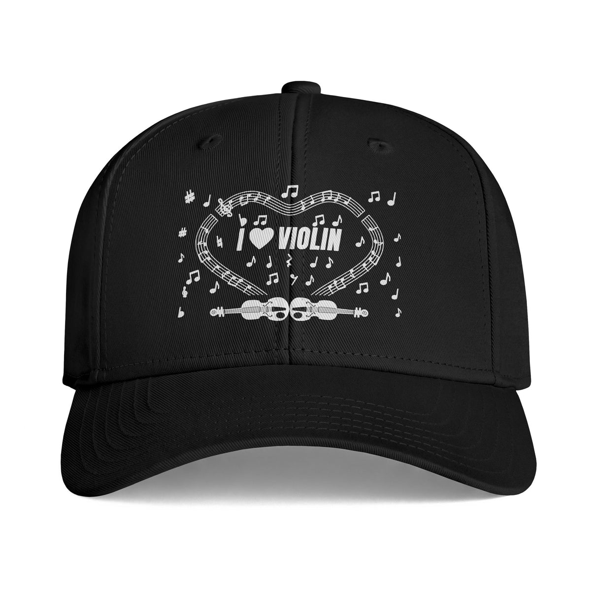 Music-themed Icon Cap: 'I love violin' - black & white