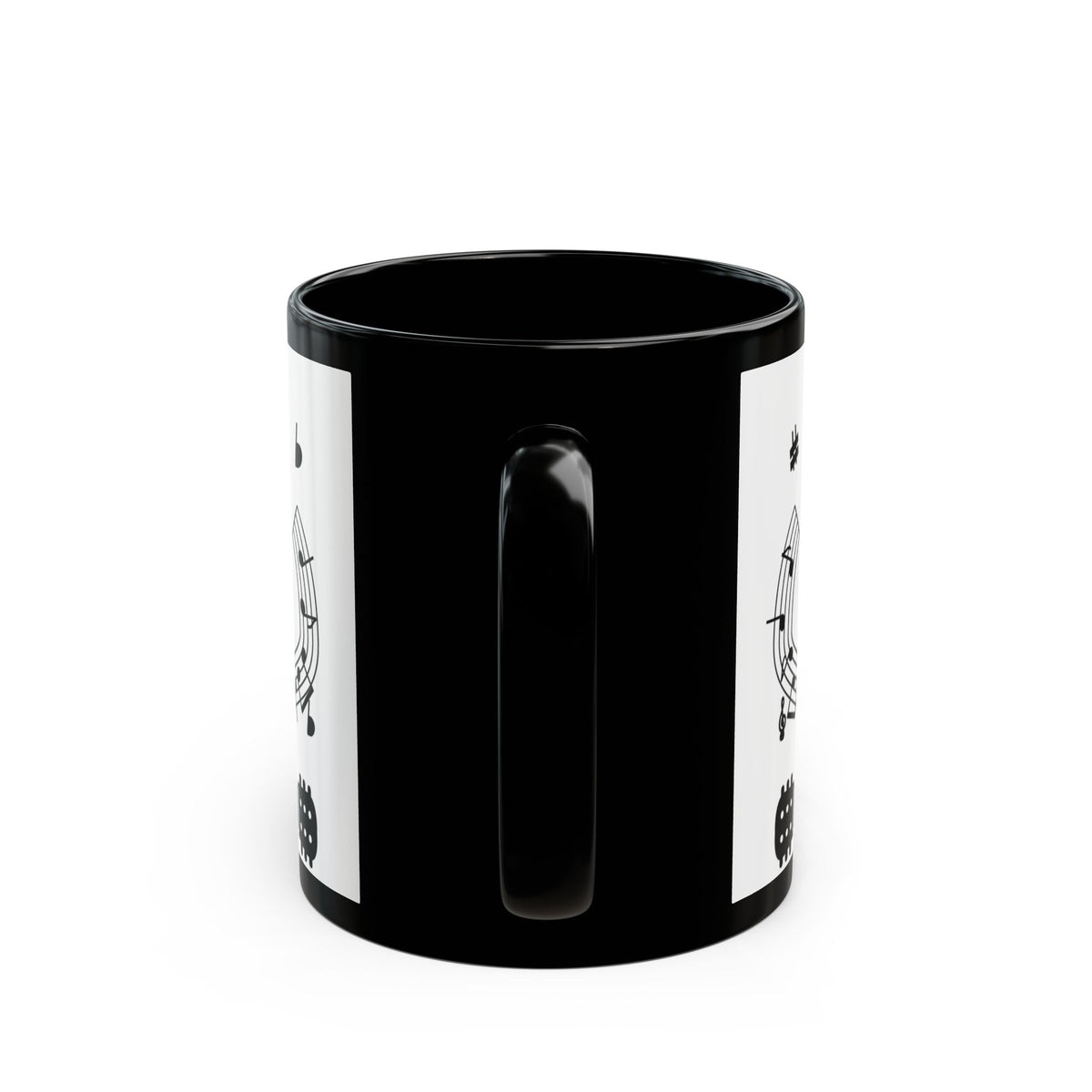Music-themed Black Mug (11oz, 15oz): 'I love guitar' - black on white
