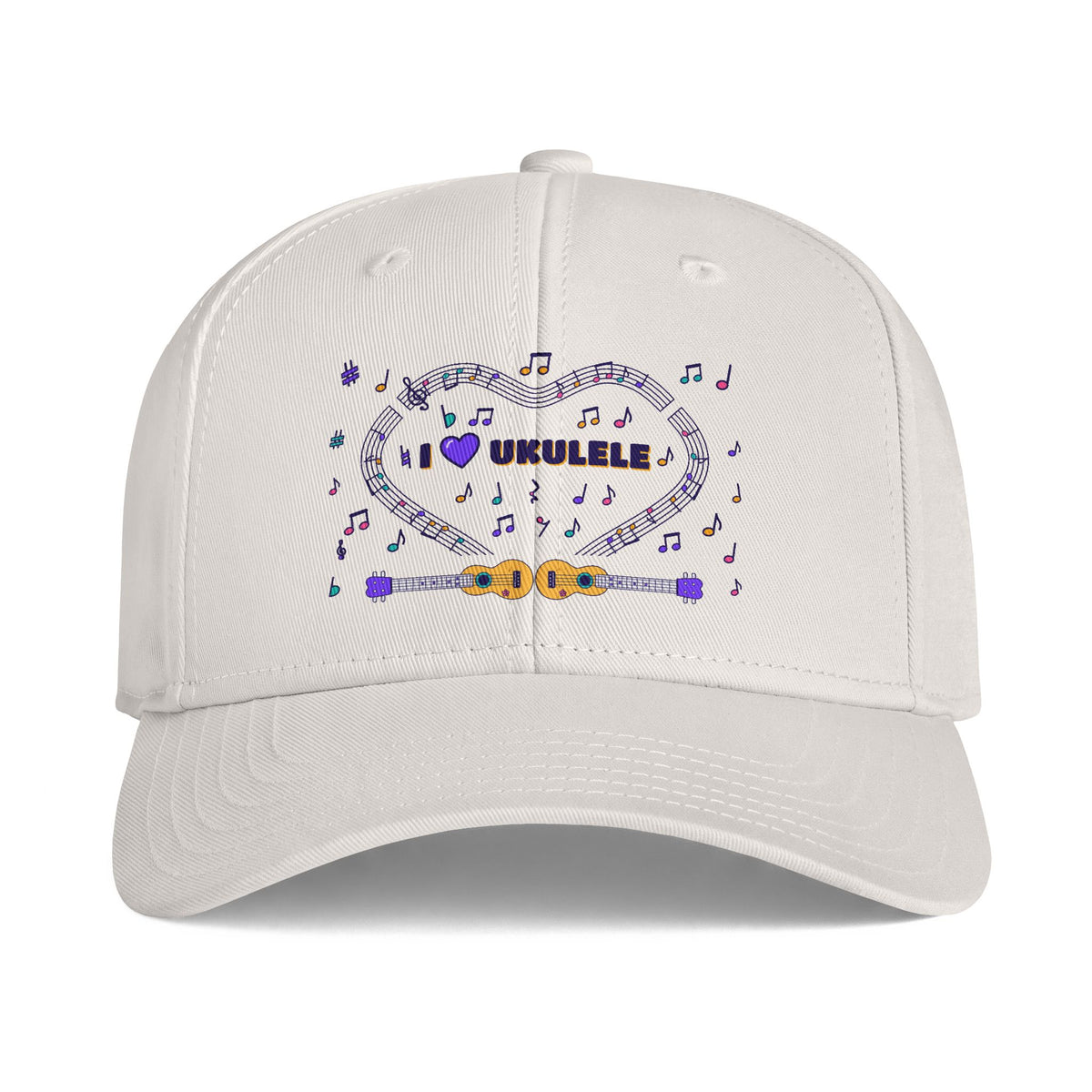 Music-themed Icon Cap: 'I love ukulele' - violet