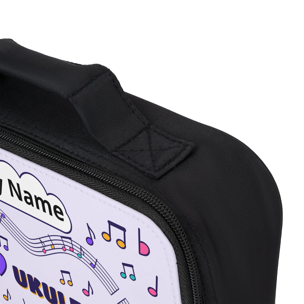 Music-themed Lunch Bag: 'I love ukulele' - violet