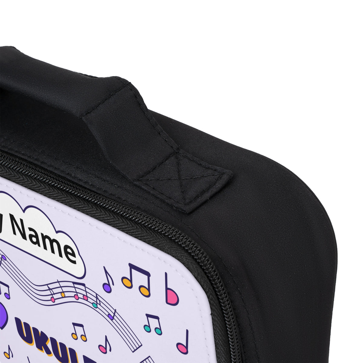 Music-themed Lunch Bag: 'I love ukulele' - violet