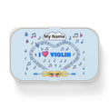 Music-themed Bento Lunch Box: 'I love violin' - blue