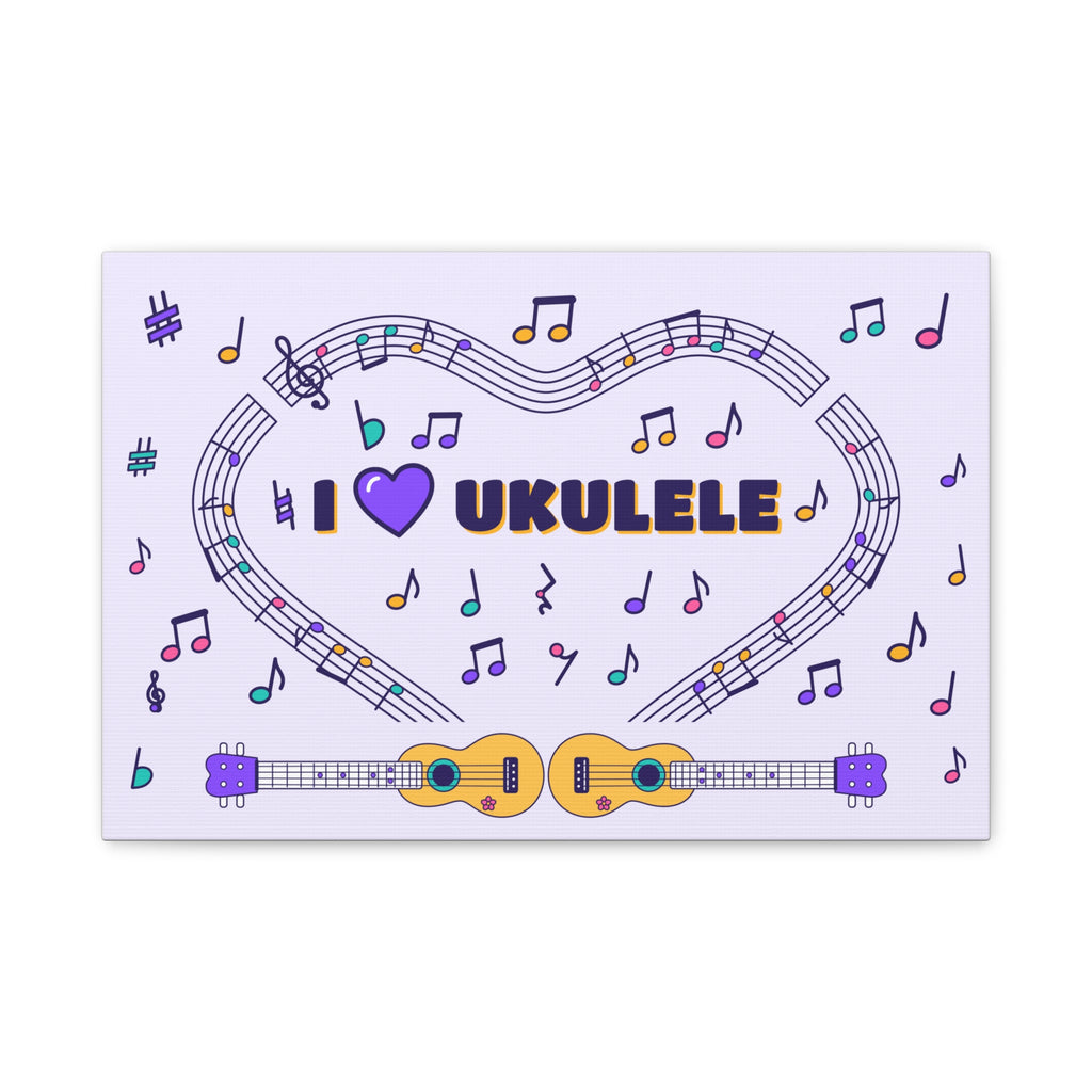 Music-themed Classic Canvas: 'I love ukulele' - violet