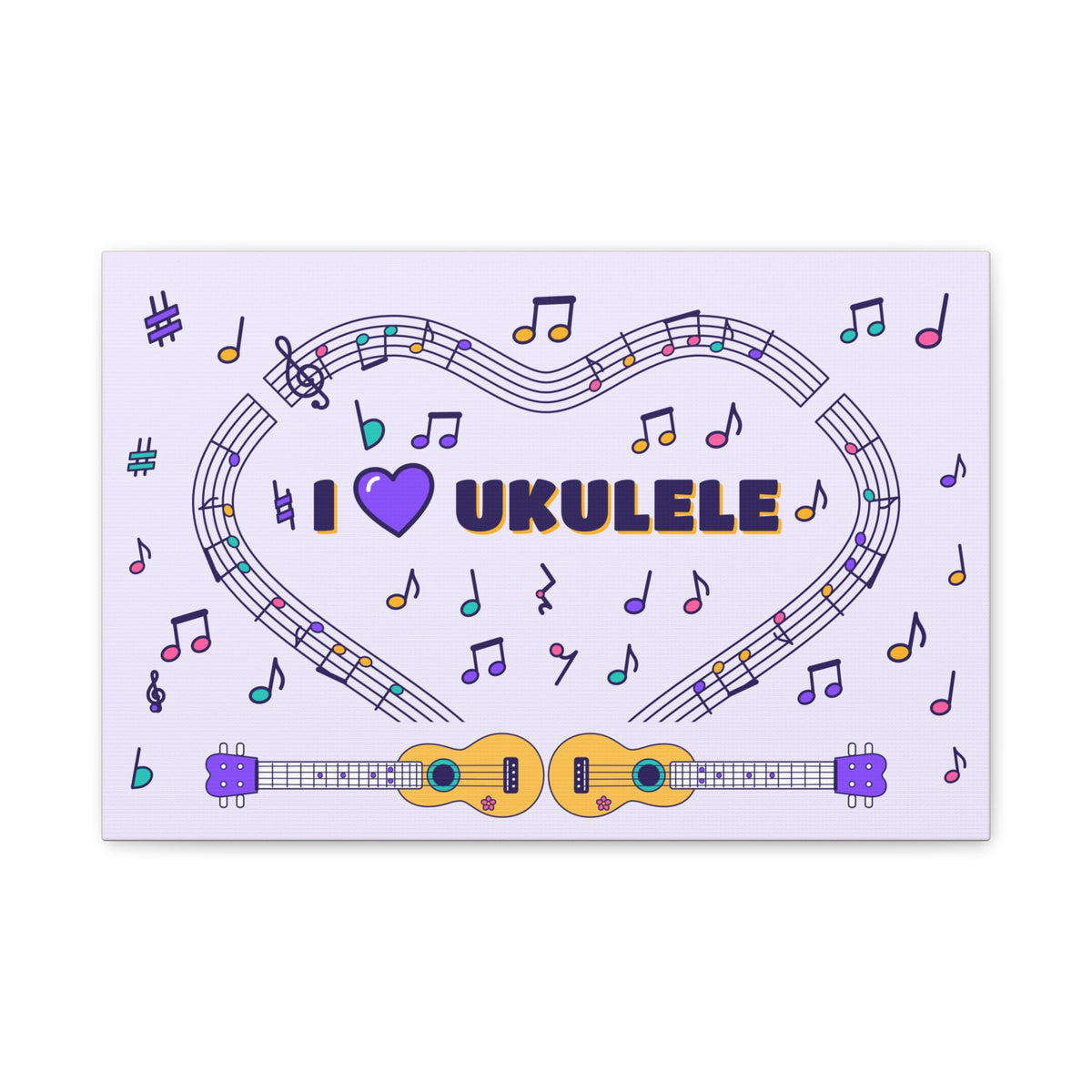 Music-themed Classic Canvas: 'I love ukulele' - violet