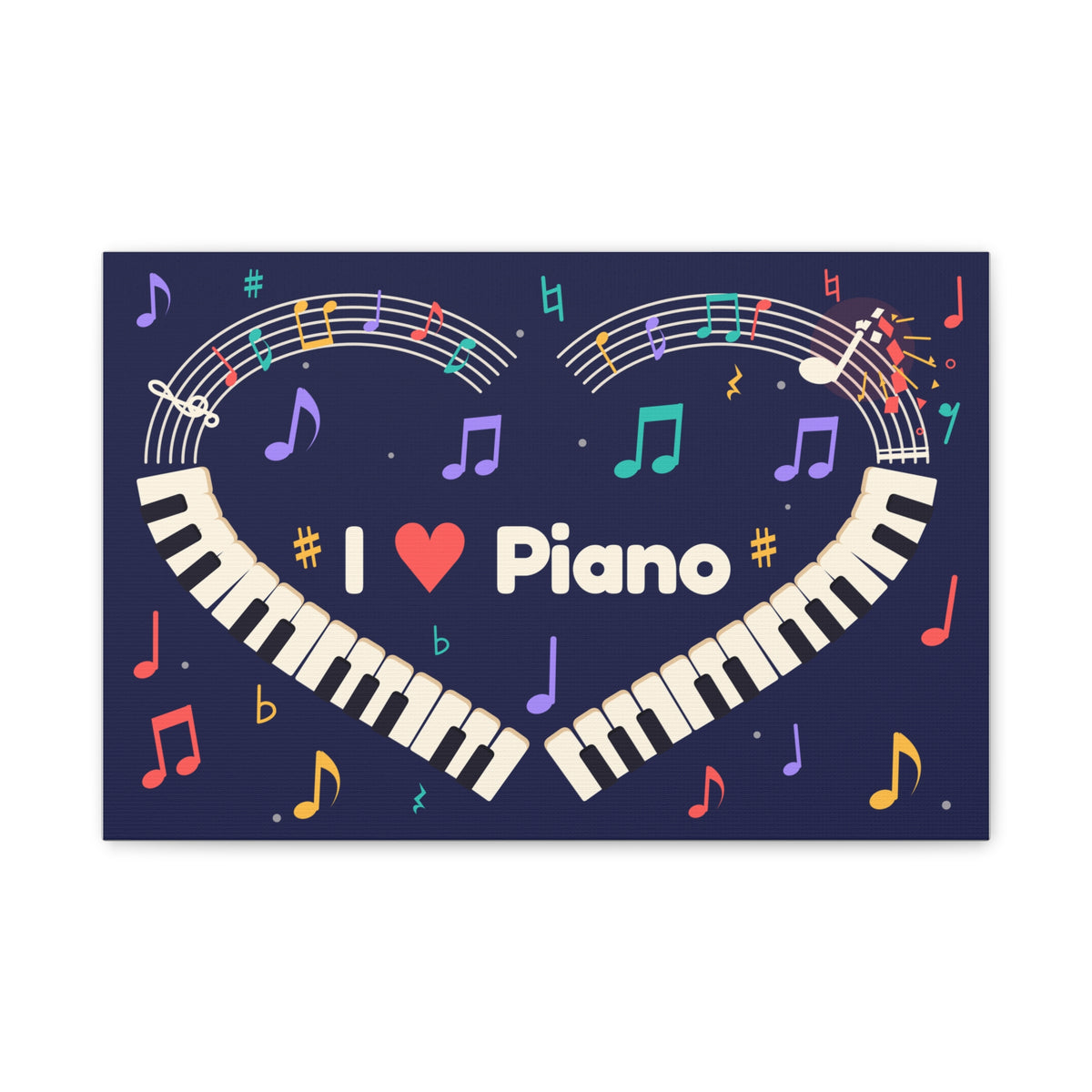 Music-themed Classic Canvas: 'I love piano' heart - navy