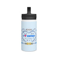 Music-themed Stainless Steel Water Bottle, Handle Lid: 'I love guitar' - blue