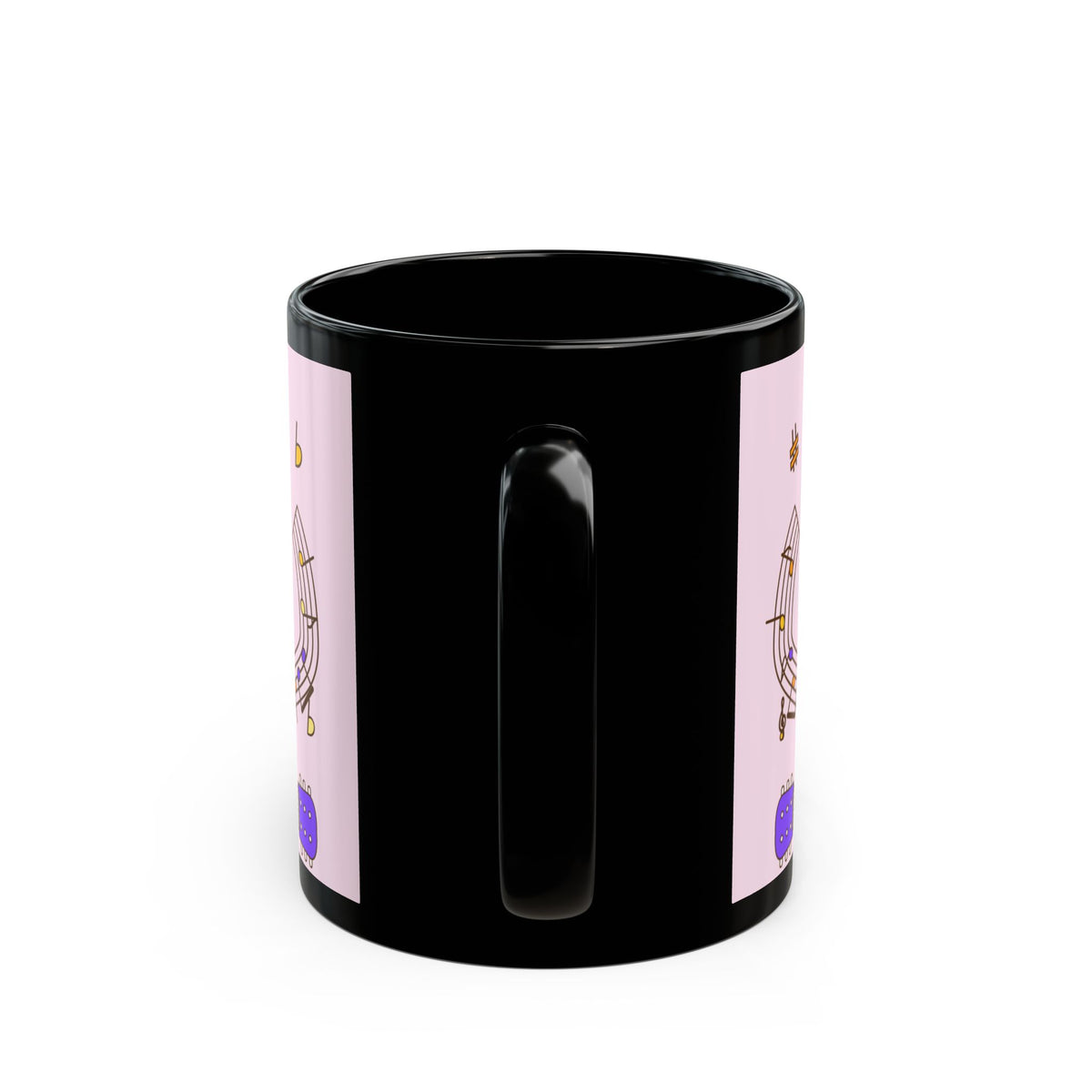 Music-themed Black Mug (11oz, 15oz): 'I love guitar' - pink