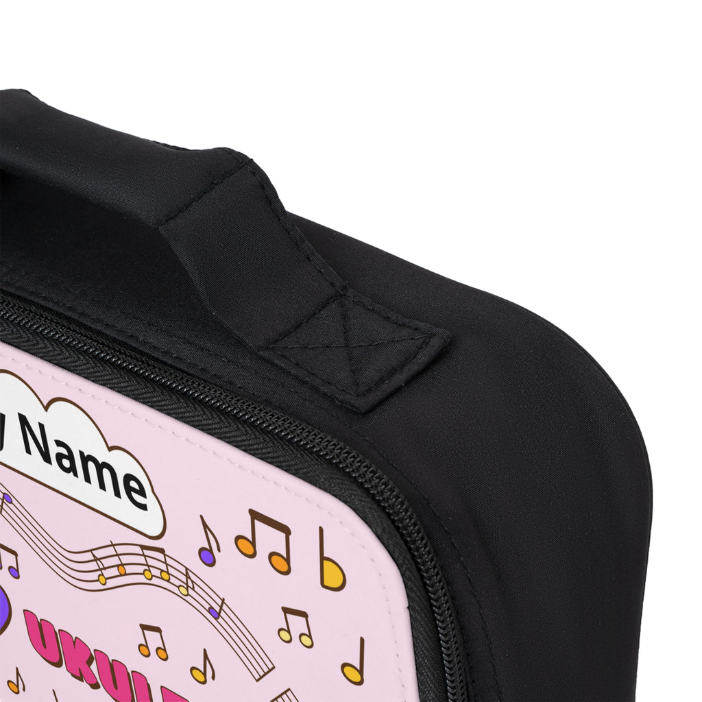 Music-themed Lunch Bag: 'I love ukulele' - pink