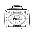 Music-themed Lunch Bag: 'I love ukulele' - black on white