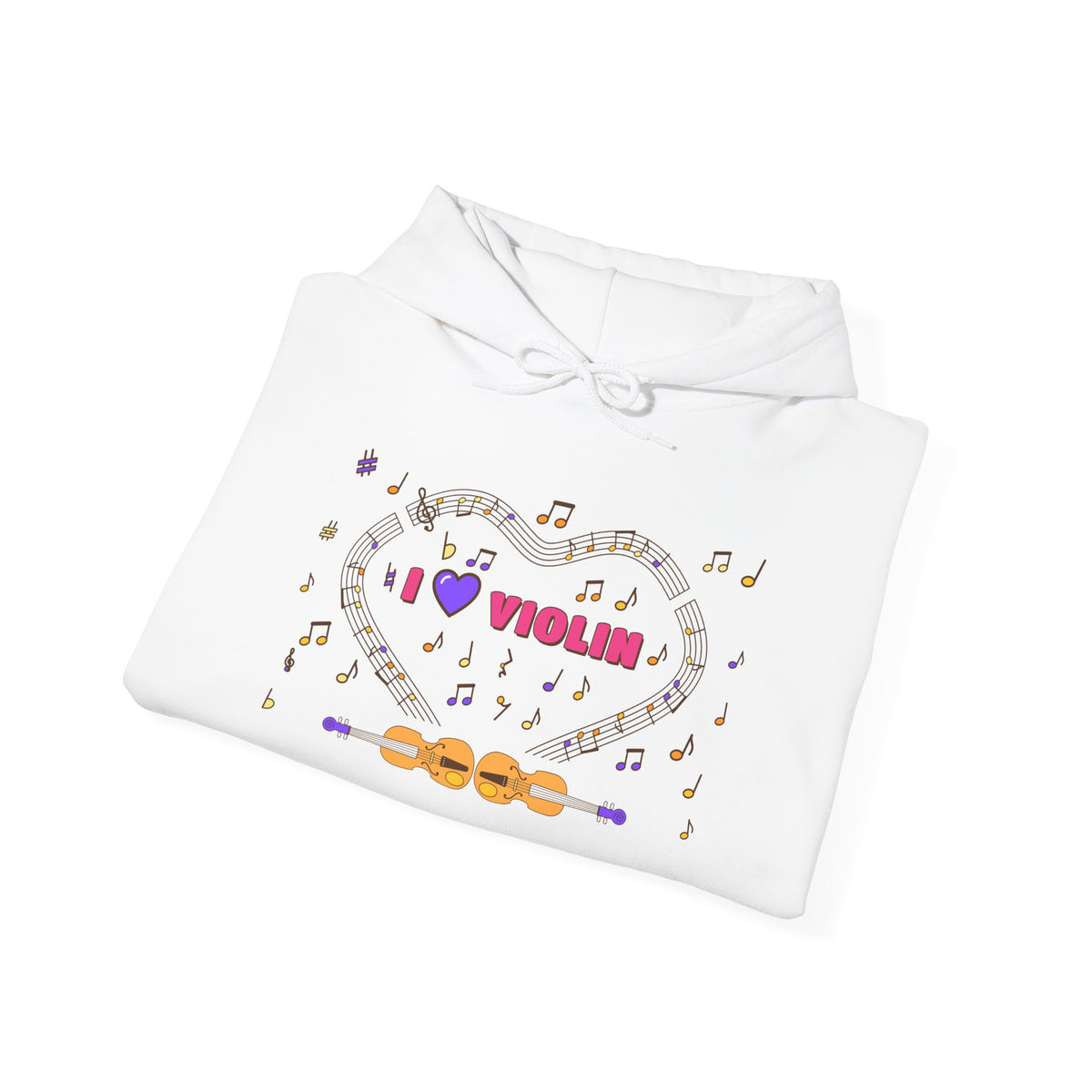 Music-themed Unisex Heavy Blend Hooded Sweatshirt: 'I love violin' - pink