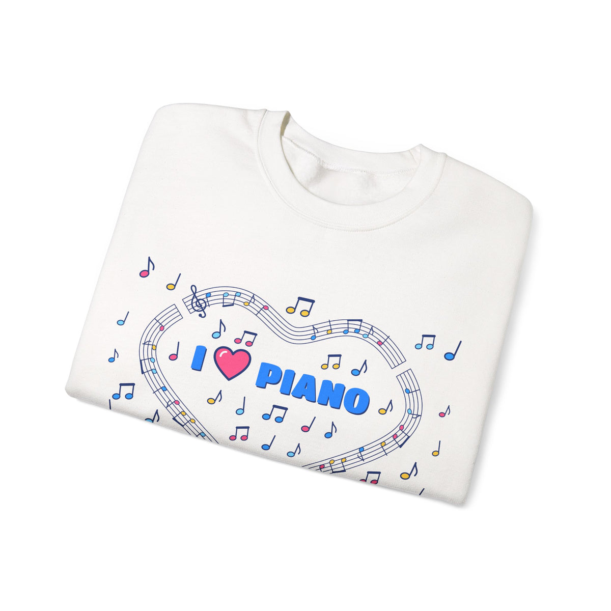 Music-themed Unisex Heavy Blend Crewneck Sweatshirt: 'I love piano' - blue