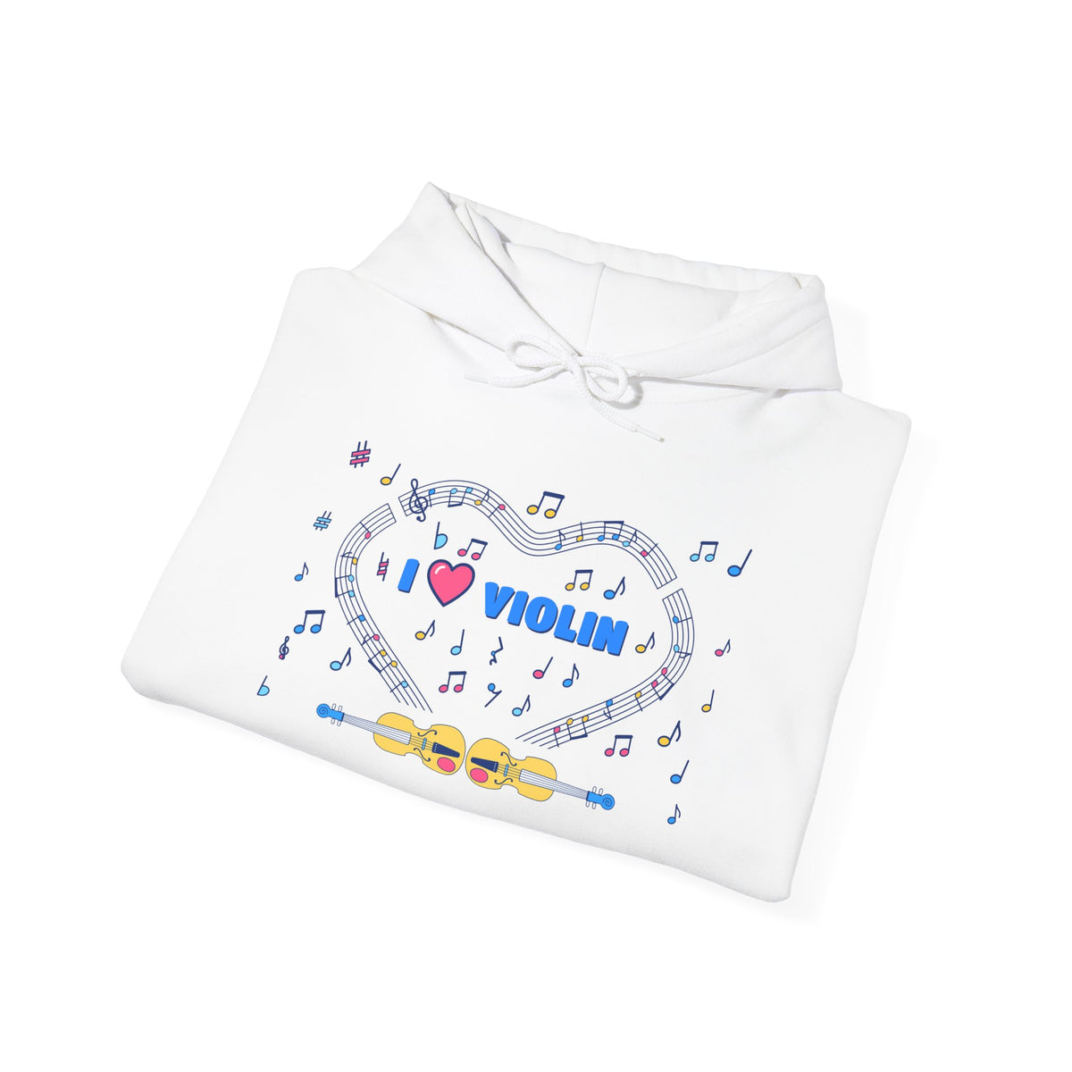 Music-themed Unisex Heavy Blend Hooded Sweatshirt: 'I love violin' - blue
