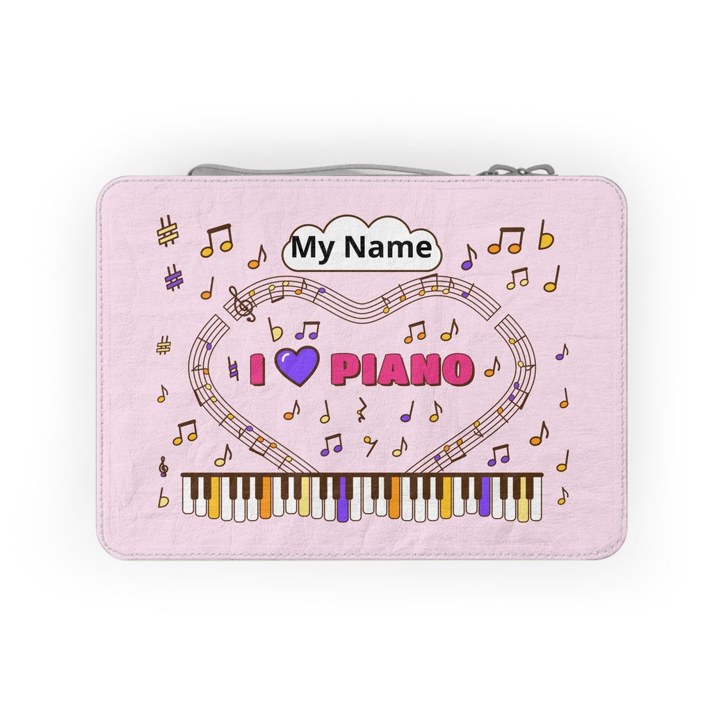 Music-themed Paper Lunch Bag: 'I love piano' - pink