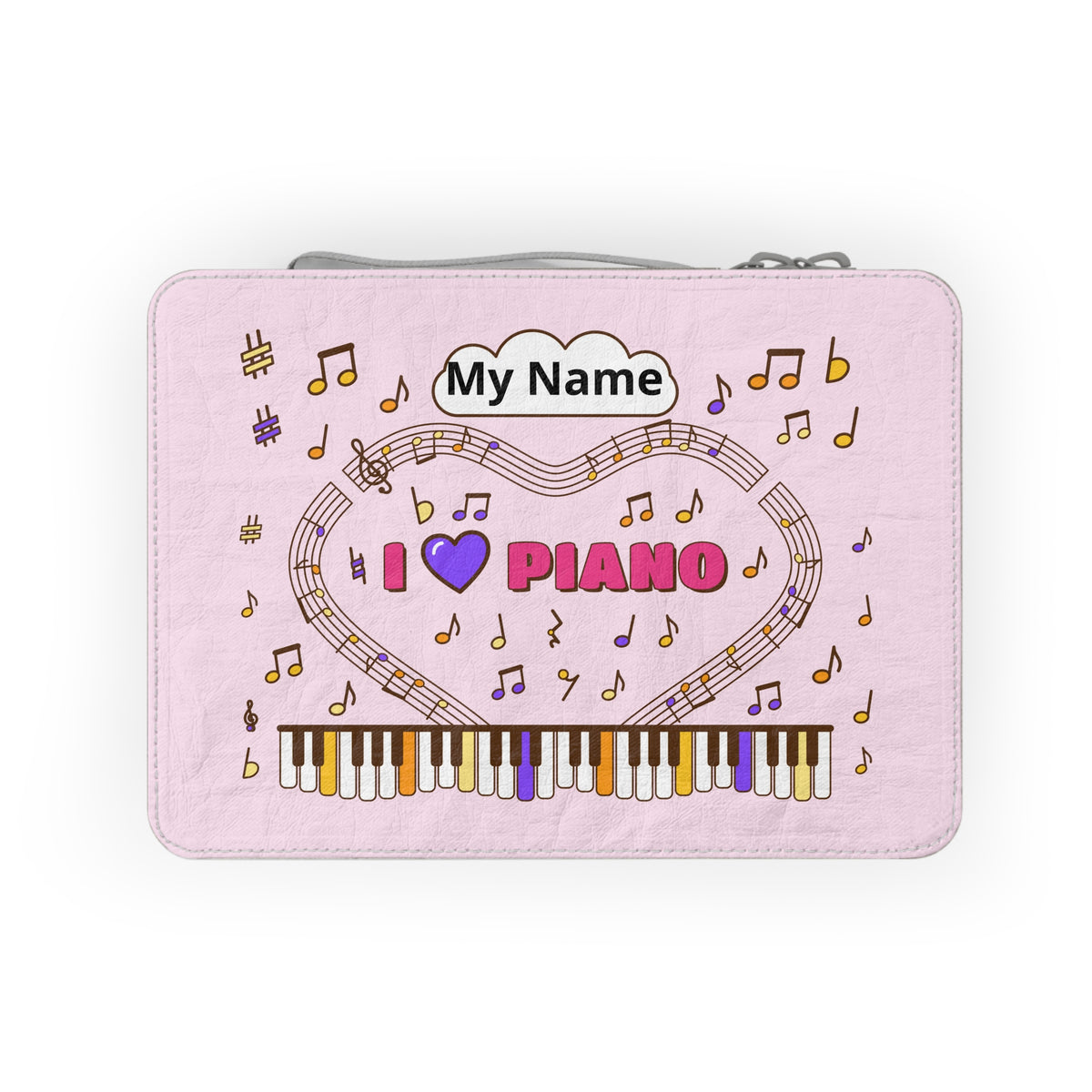 Music-themed Paper Lunch Bag: 'I love piano' - pink