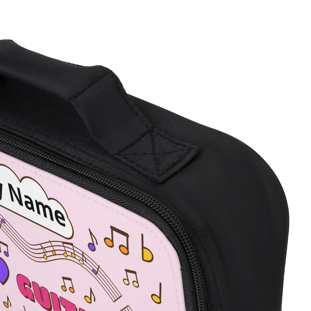 Music-themed Lunch Bag: 'I love guitar' - pink