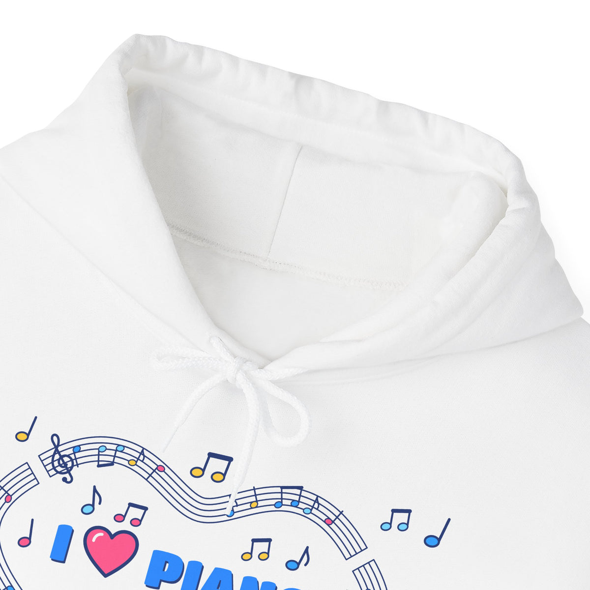 Music-themed Unisex Heavy Blend Hooded Sweatshirt: 'I love piano' - blue