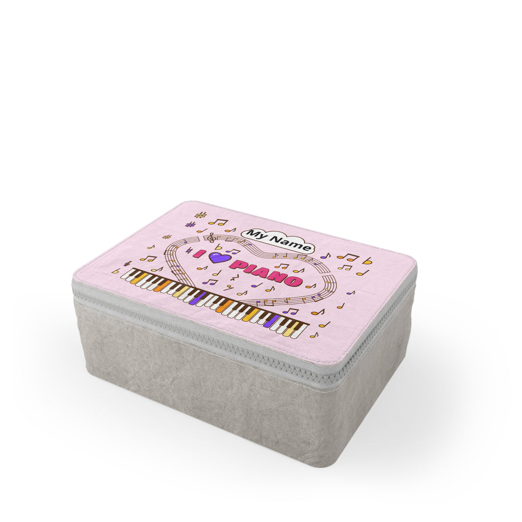 Music-themed Paper Lunch Bag: 'I love piano' - pink