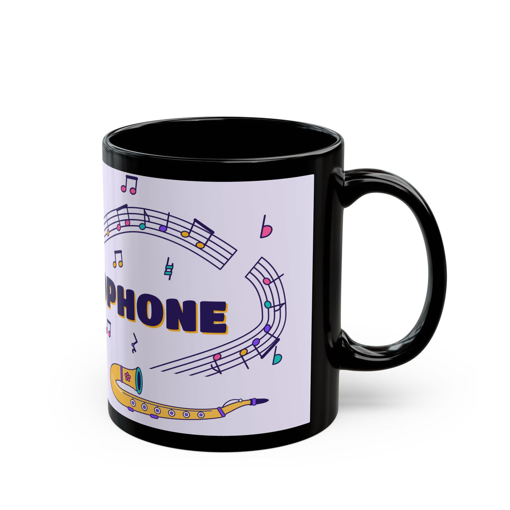 Music-themed Black Mug (11oz, 15oz): 'I love saxophone' - violet